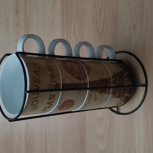 3/$40 4 Paris Cups with Stand - Picture 1 of 4